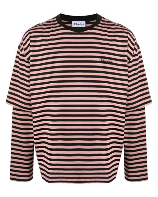 Etudes stripe-patterned double-sleeve T-shirt