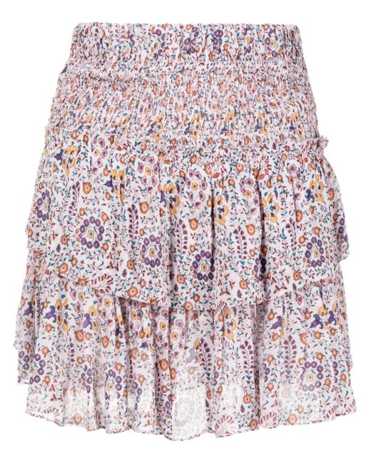 marant étoile Hilari floral-print smocked miniskirt