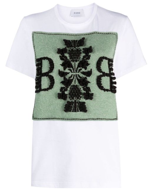 Barrie oversize logo-patch cashmere T-shirt