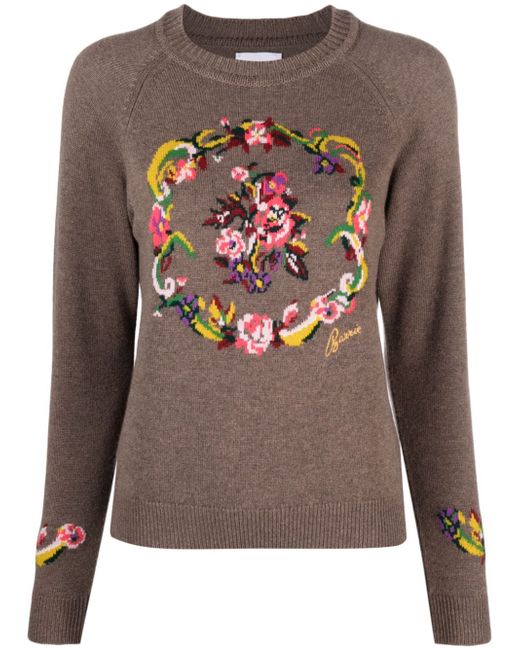 Barrie floral intarsia-knit jumper