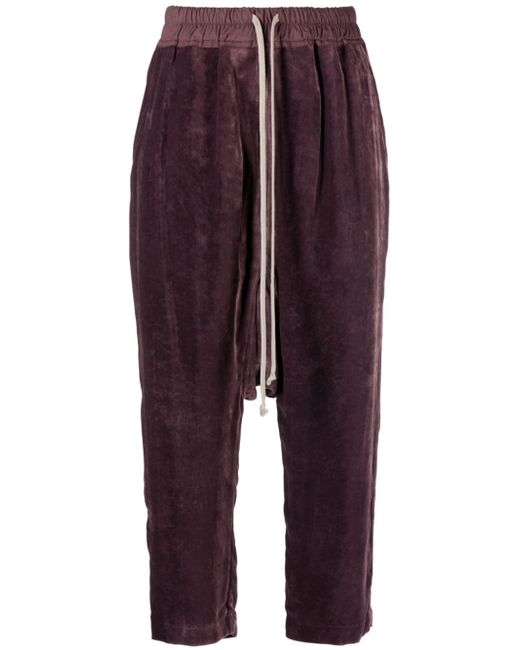 Rick Owens drop-crotch velour cropped trousers