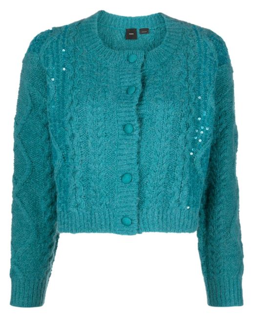 Pinko cable-knit sequinned cardigan