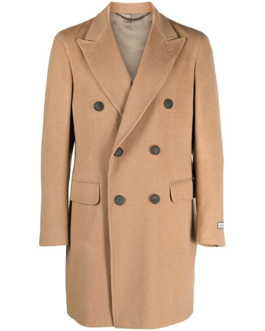 Canali logo-patch double-breasted coat