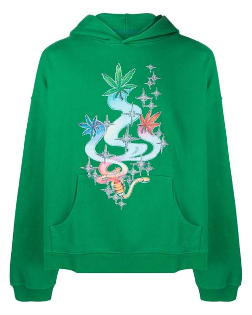 Erl leaf-print hoodie