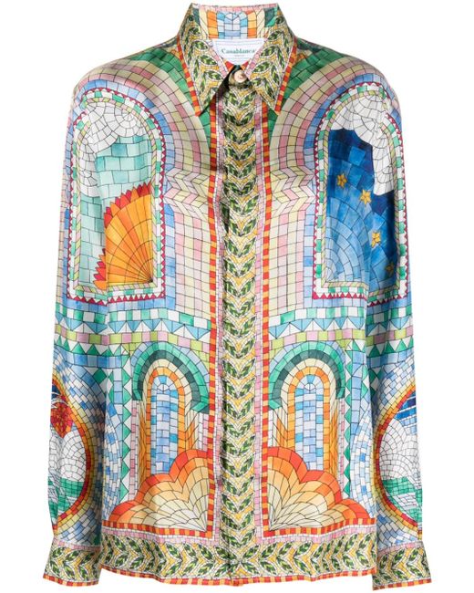 Casablanca Mosaic De Damas-print shirt