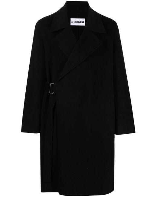 Attachment notched-collar belted coat
