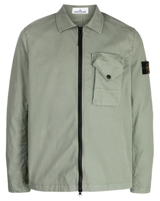Stone Island Compass-patch zip-up shirt jacket