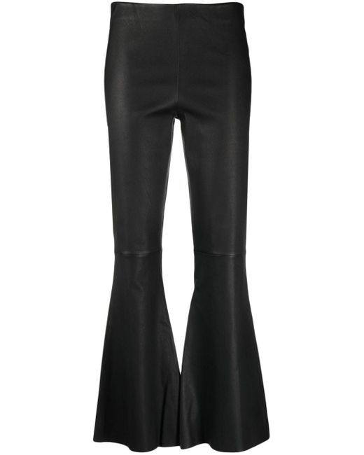 By Malene Birger elasticated-waist leather flared trousers
