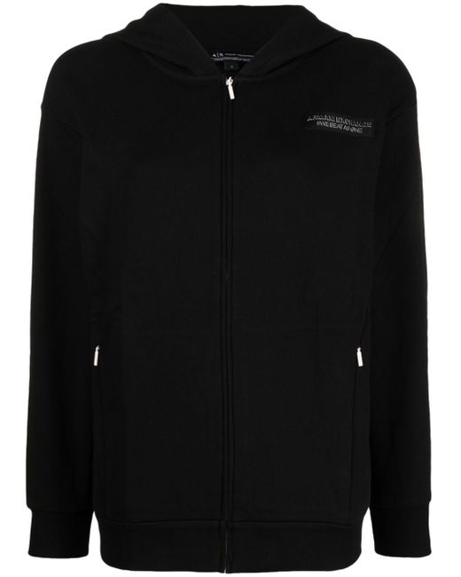 Armani Exchange raised-logo half-zip hoodie