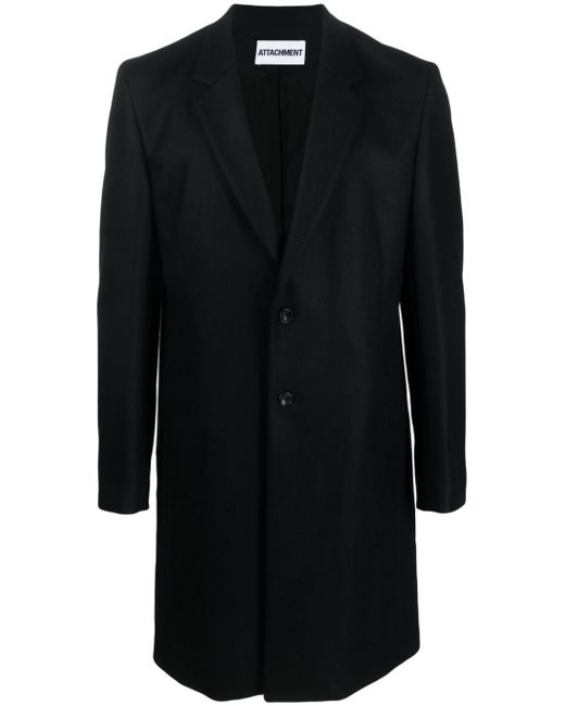 Attachment single-breasted wool coat