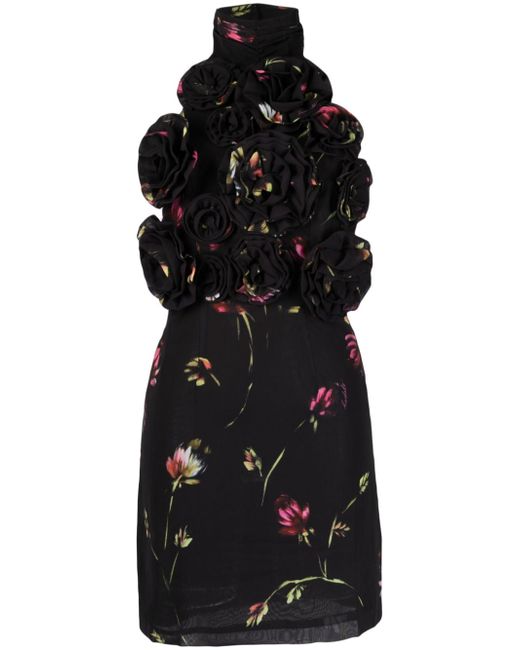 Rotate floral-print halterneck minidress