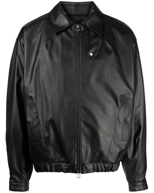 Songzio logo-plaque faux-leather jacket
