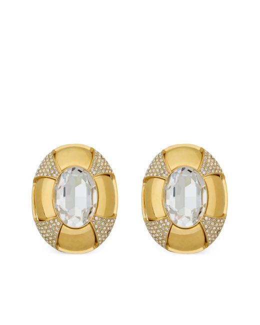 Saint Laurent crystal-embellished oval-design earrings