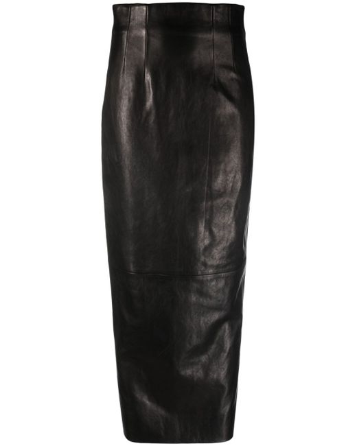 Khaite The Loxley leather midi skirt