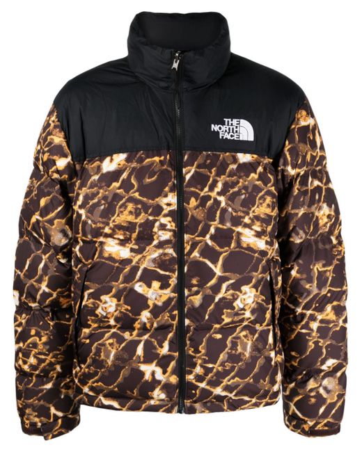 The North Face abstract-pattern print padded-design jacket