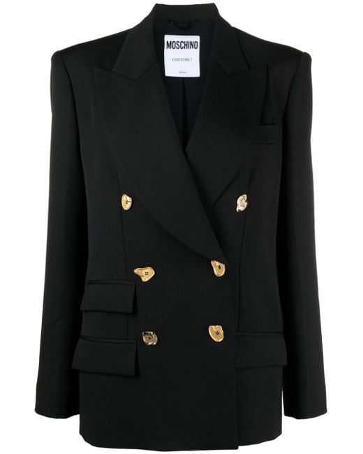 Moschino gold-buttons double-breasted blazer