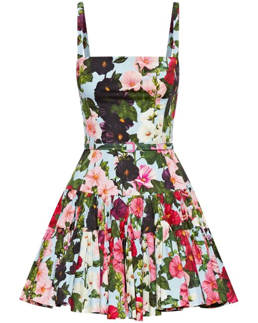 Oscar de la Renta Hollyhocks floral-print minidress