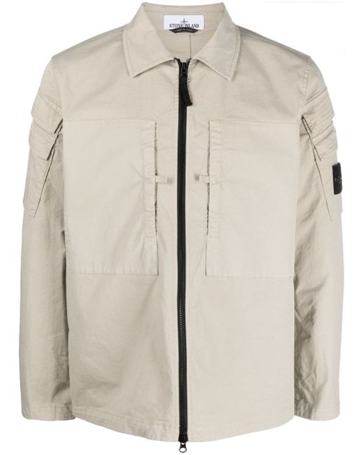 Stone Island Compass-patch zip-up shirt jacket