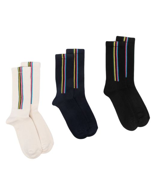 PS Paul Smith rainbow stripe detailing ankle socks pack of three