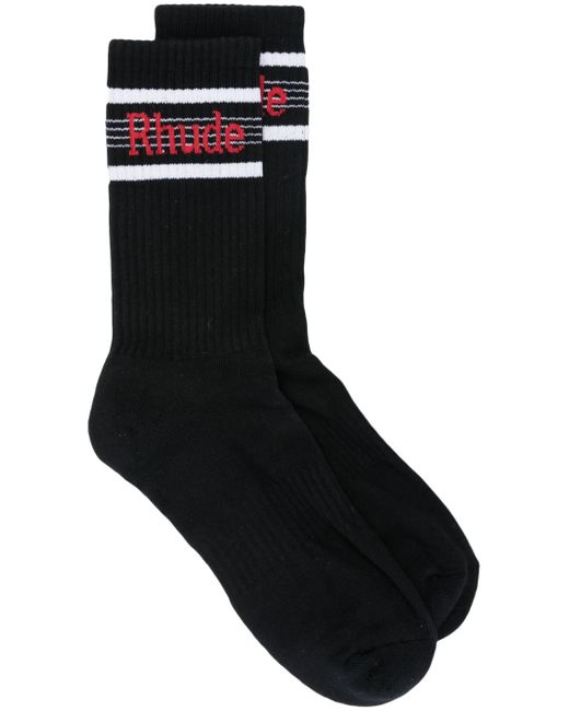 Rhude logo intarsia-knit ribbed socks