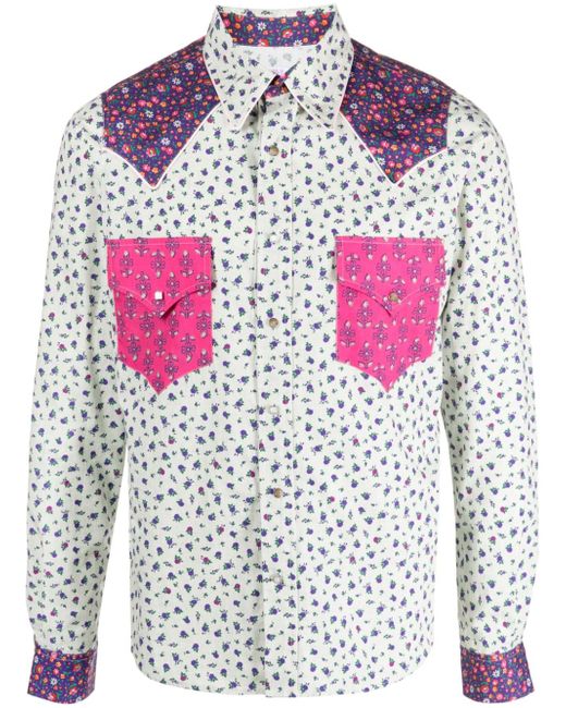 Erl floral-print panelled shirt