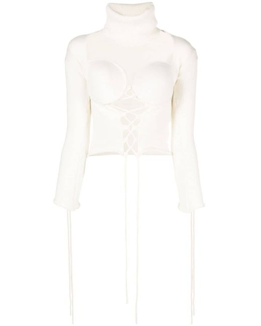 Julius ruched-detail sweetheart-neck top