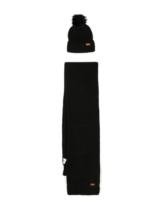 Barbour ribbed-knit scarf beanie set