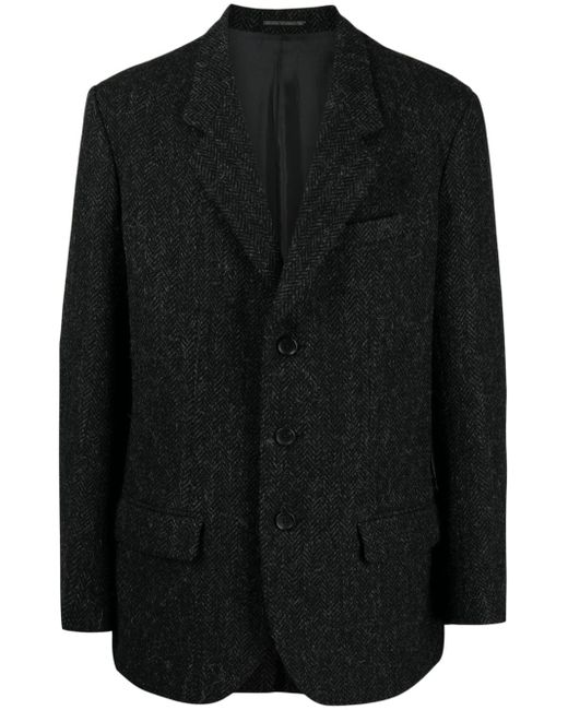 Yohji Yamamoto notched-lapels contrasting-trim blazer