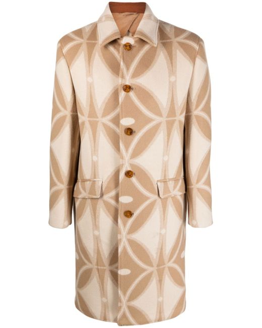 Etro geometric-pattern wool coat