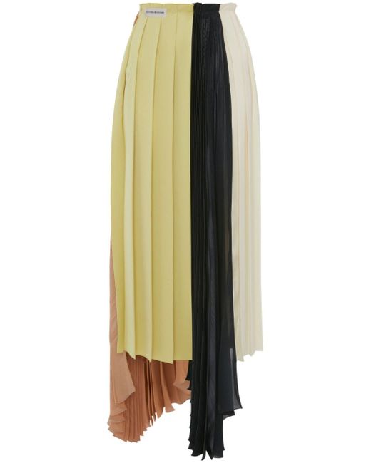 Victoria Beckham colour-block pleated asymmetric skirt