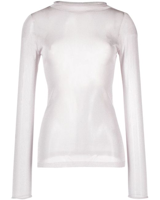 There Was One sheer lurex long-sleeve top
