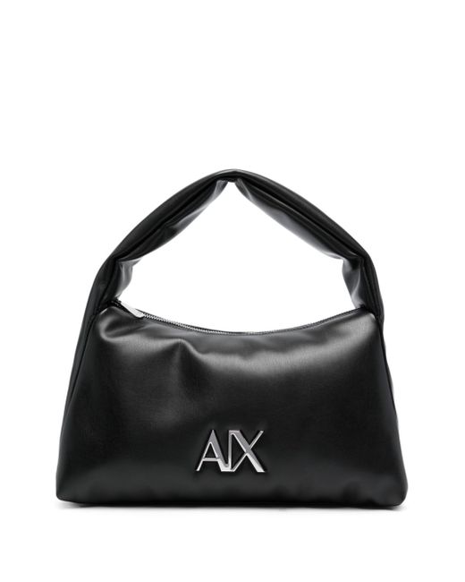 Armani Exchange logo-lettering slouch-body shoulder bag