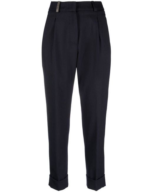 Peserico high-waist concealed-fastening tapered trousers