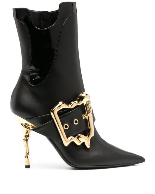 Moschino 110mm buckle-detail leather boots