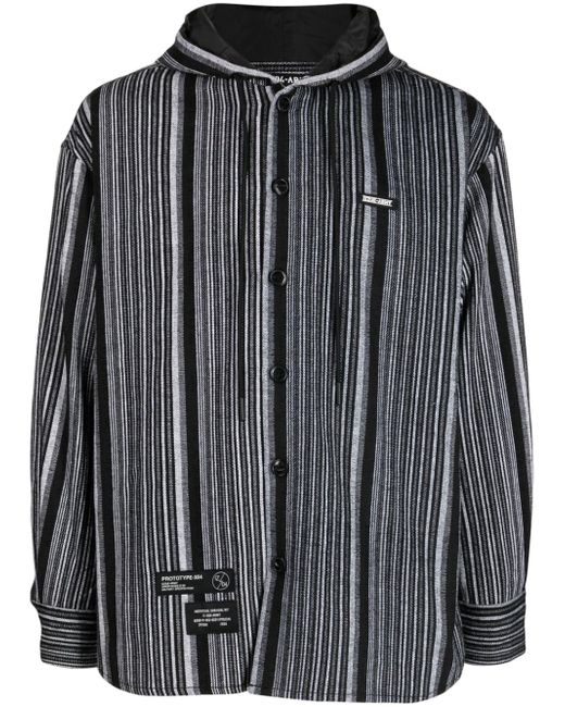 Izzue striped hooded shirt jacket