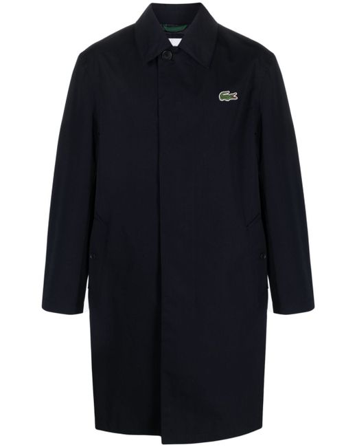 Lacoste logo-patch mid-length trench coat
