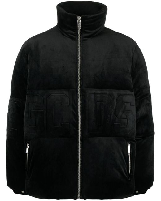 Gcds logo-embossed velvet padded jacket