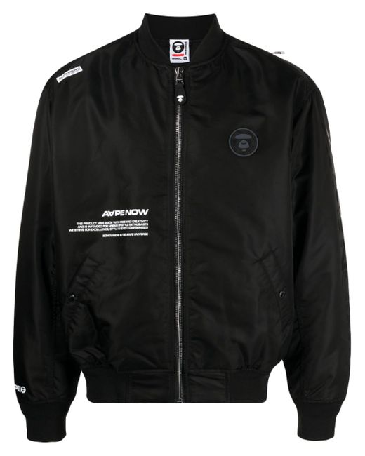 Aape By *A Bathing Ape® logo-patch zip-up bomber jacket
