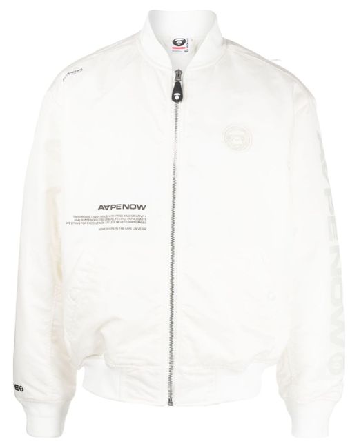 Aape By *A Bathing Ape® logo-patch zip-up bomber jacket