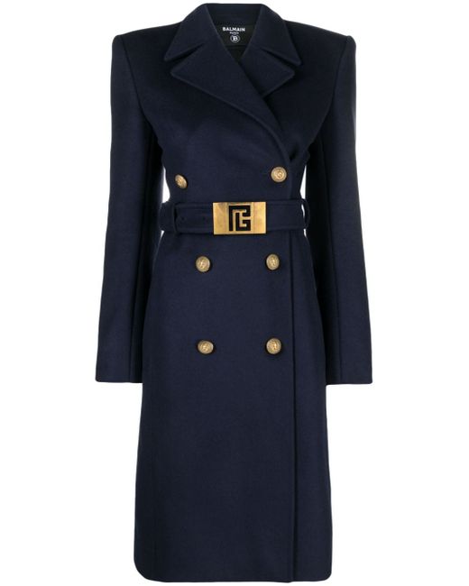 Balmain double-breasted belted wool coat