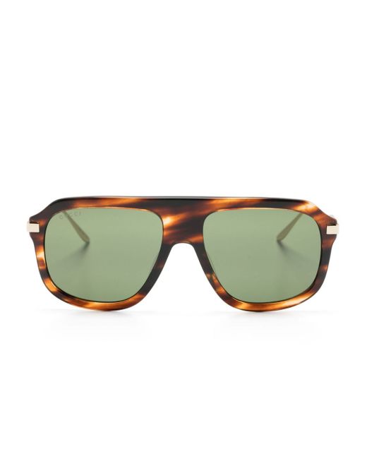 Gucci tortoiseshell-effect pilot-frame sunglasses