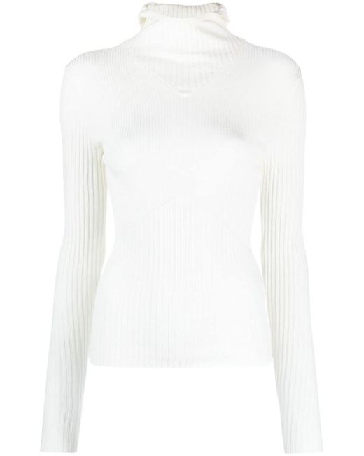 Andreādamo ribbed hooded top