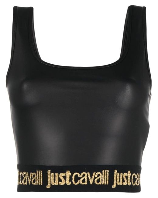 Just Cavalli logo-underband cropped tank top