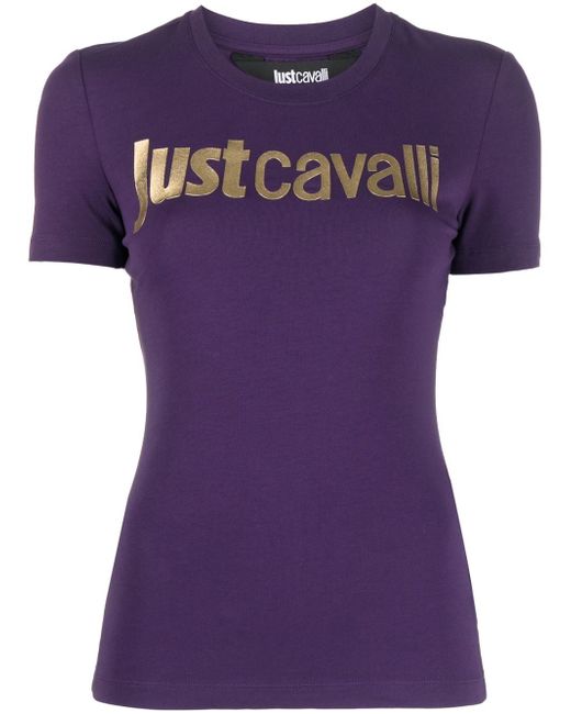 Just Cavalli logo-flocked cotton T-shirt