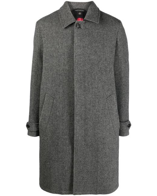 Baracuta herringbone-pattern virgin wool coat