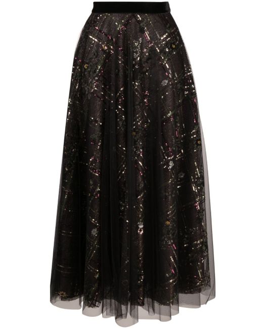 Talbot Runhof sequin-embellished tulle skirt