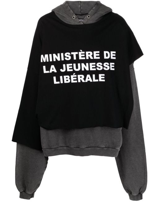 Liberal Youth Ministry slogan-print layered hoodie