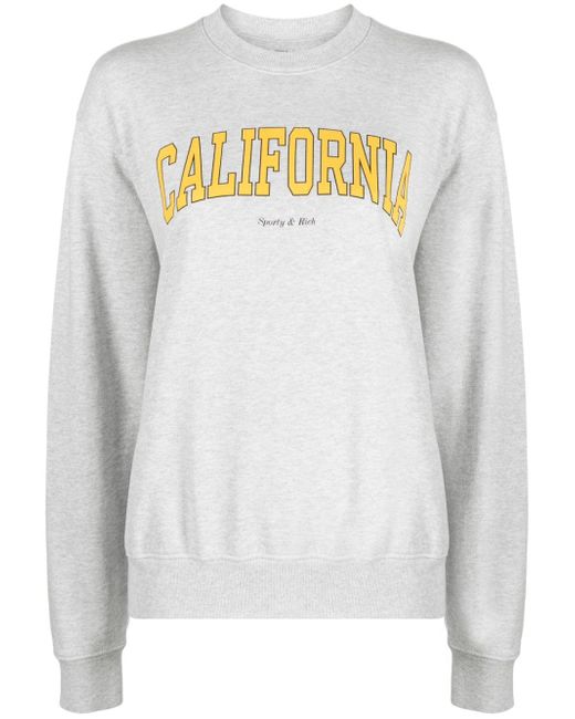 Sporty & Rich California-print crew-neck sweatshirt