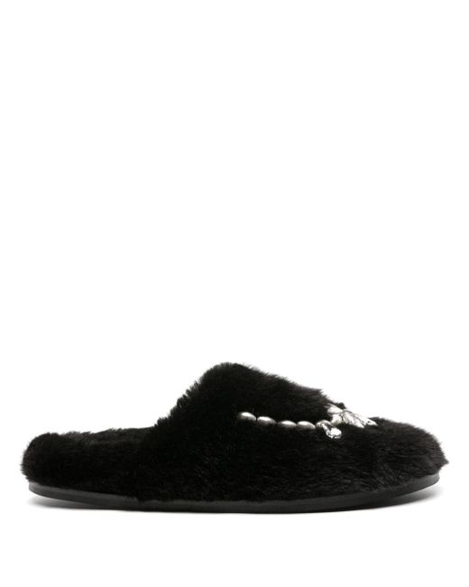 Simone Rocha crystal-embellished faux-fur slippers