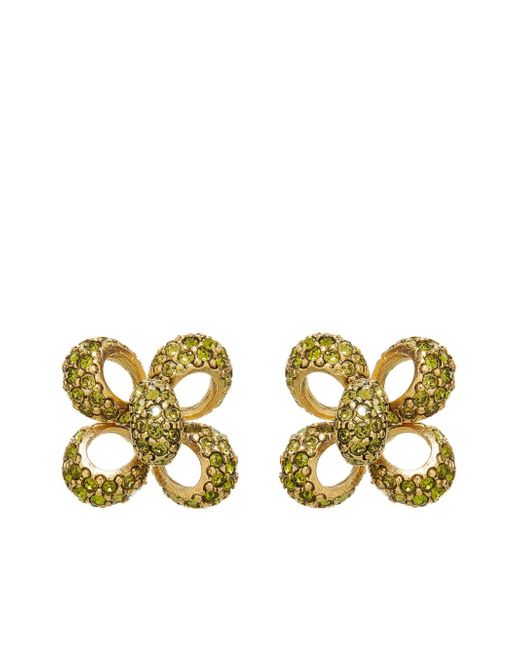 Oscar de la Renta small Clover crystal-embellished earrings